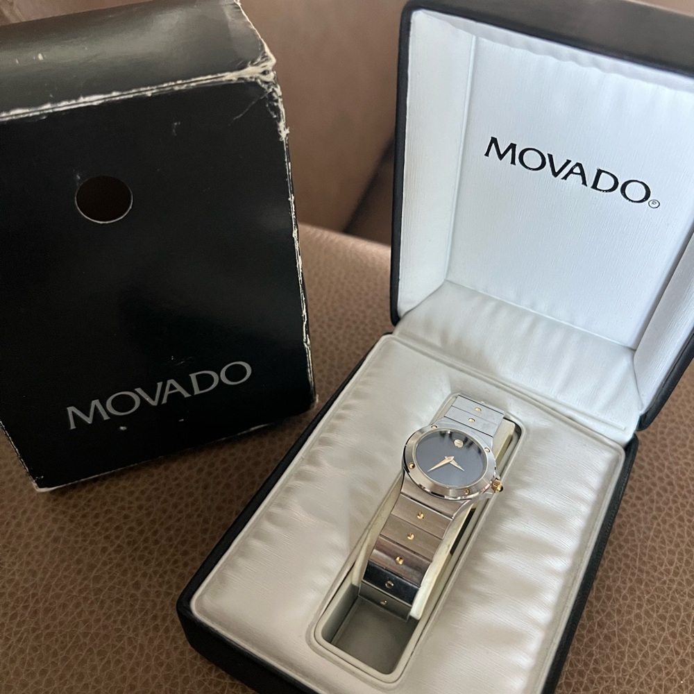 Movado Silver & Gold Women’s Vintage Watch | authorized jeweler new battery